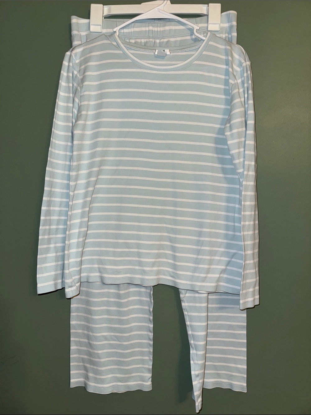 LAKE Blue and White Stripe PJ Set 100% Pima Cotton Matching Medium